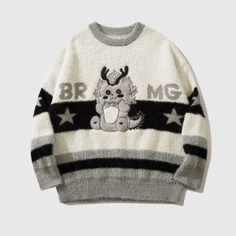 Cartoon Dragon Knit Sweater
