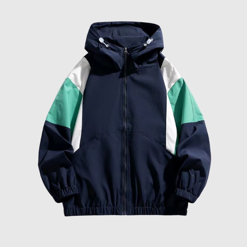 Vintage Color-Block Hooded Work Jacket