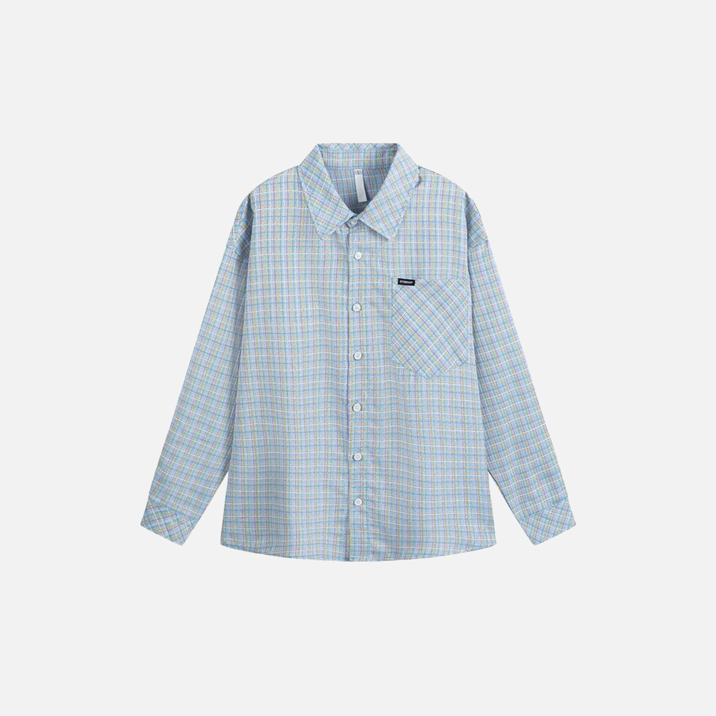 Stylish Plaid Long Sleeve Blouse Shirt