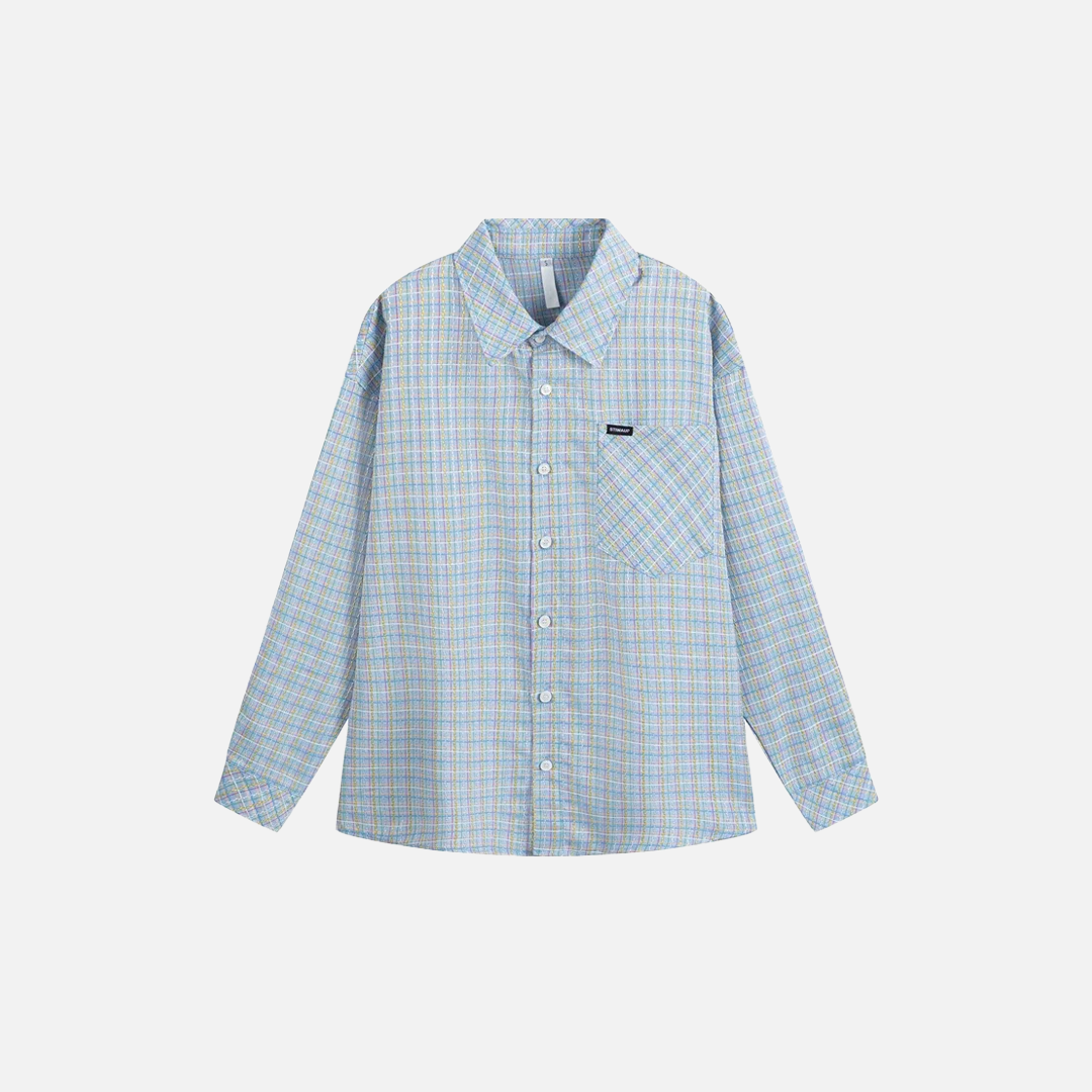 Stylish Plaid Long Sleeve Blouse Shirt