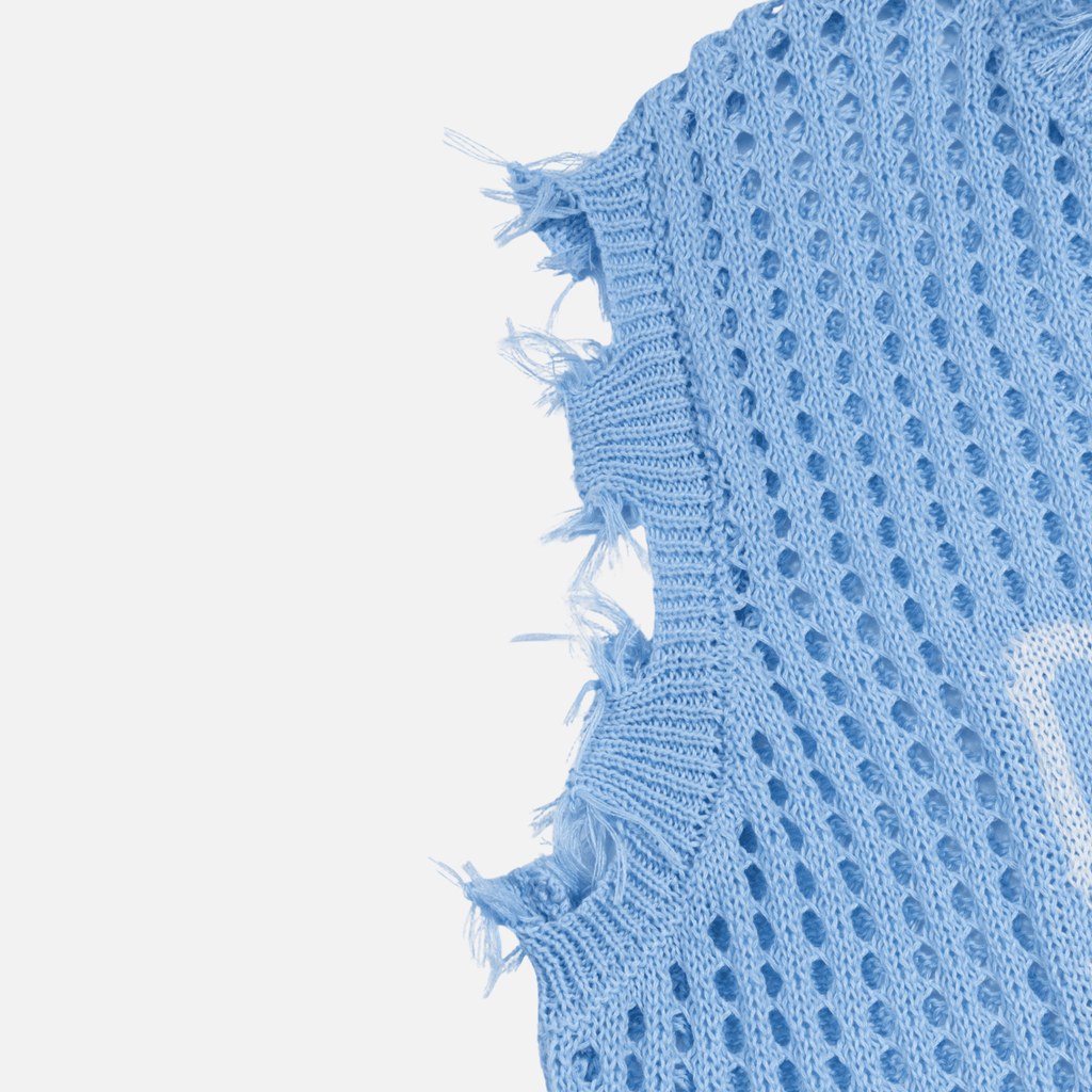 Distressed Letter Knit Vest