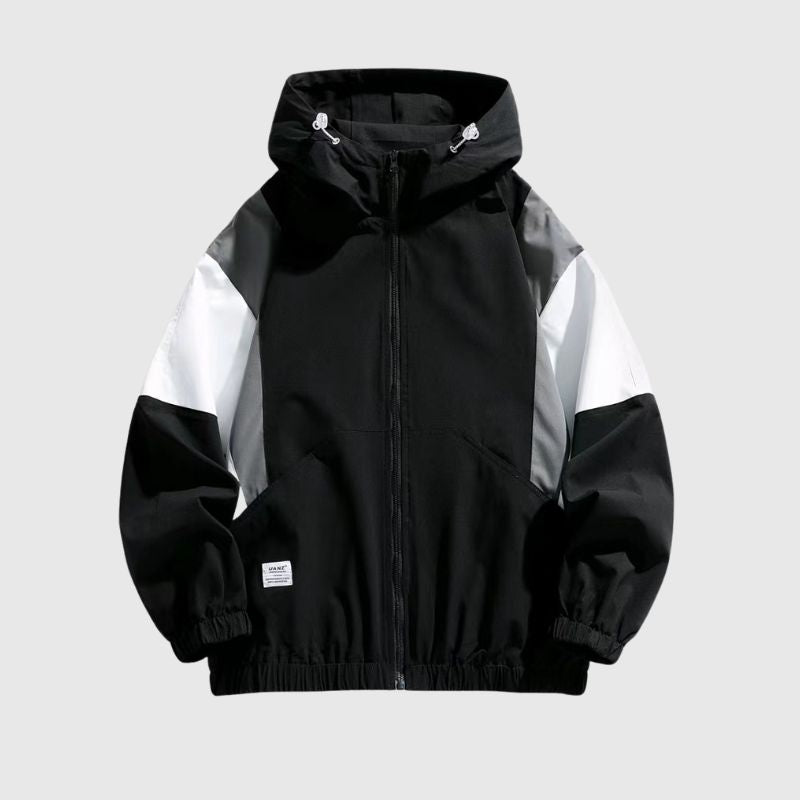 Vintage Color-Block Hooded Work Jacket