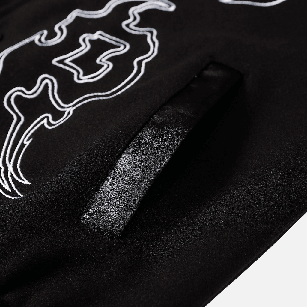 Symbol Embroidery PU Leather Stitching Baseball Jacket