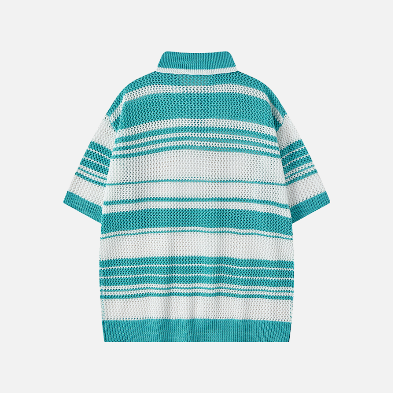 Retro Striped Knit Polo