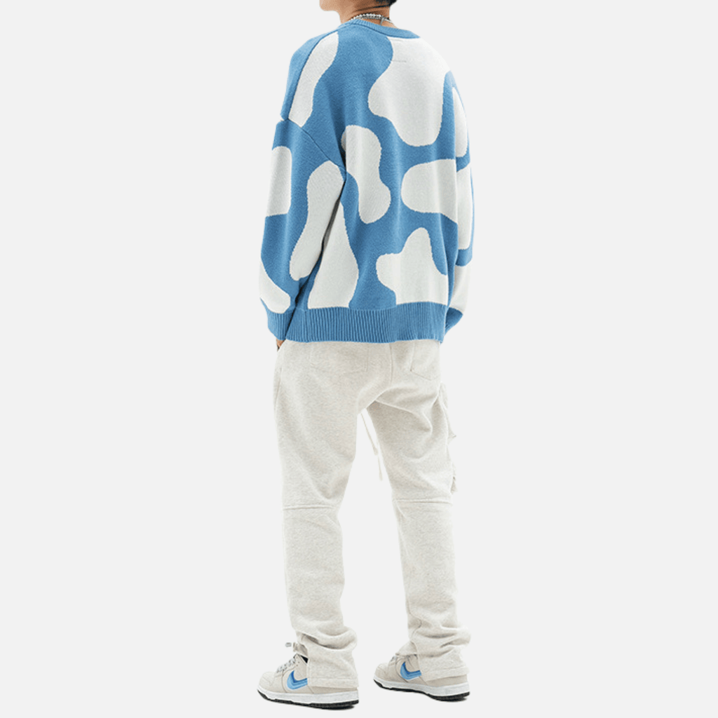 Cow Pattern Colorblock Sweater