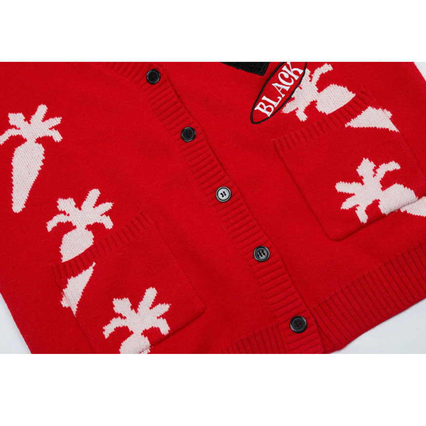 Cute Carrot Pattern Cardigan Sweater
