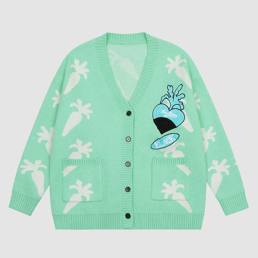 Cute Carrot Pattern Cardigan Sweater