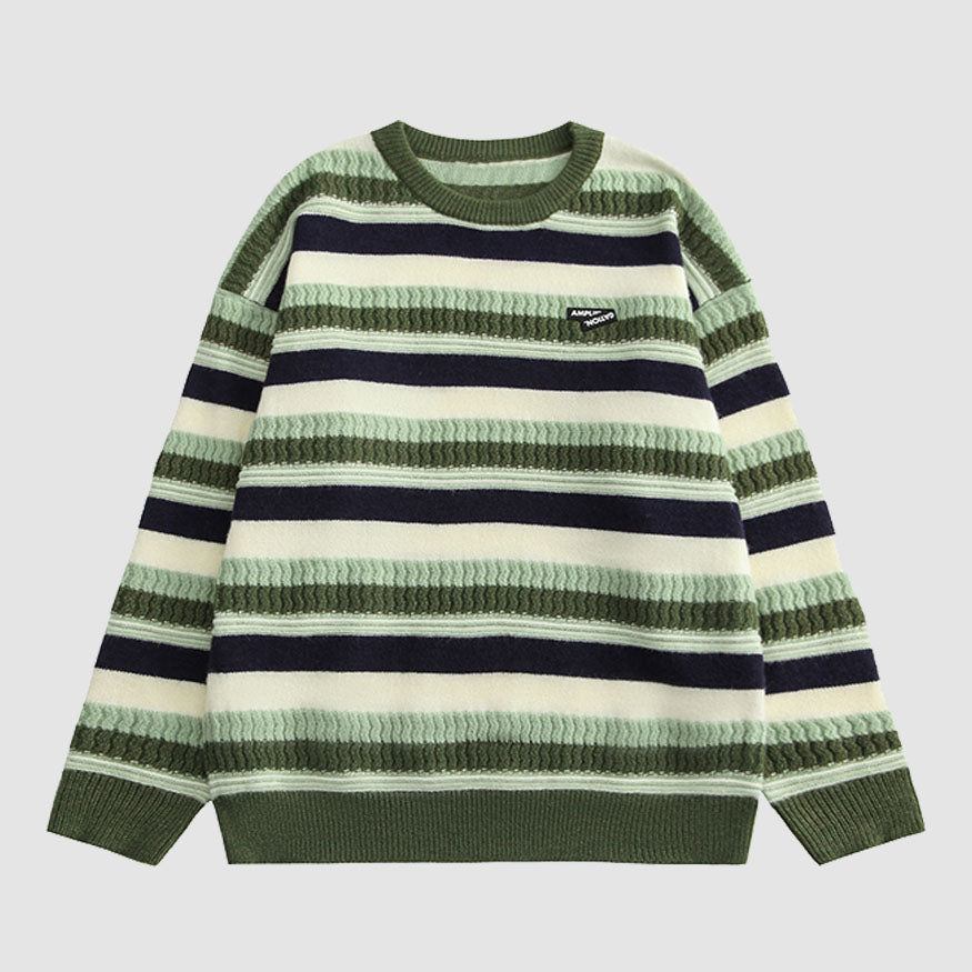 Contrast Color Striped Vintage Sweater