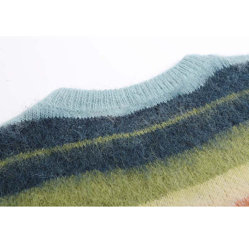 Color Striped Fuzzy Sweater
