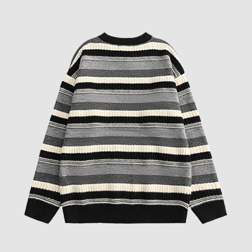 Contrast Color Striped Vintage Sweater
