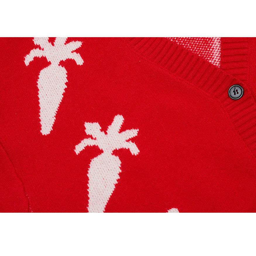 Cute Carrot Pattern Cardigan Sweater