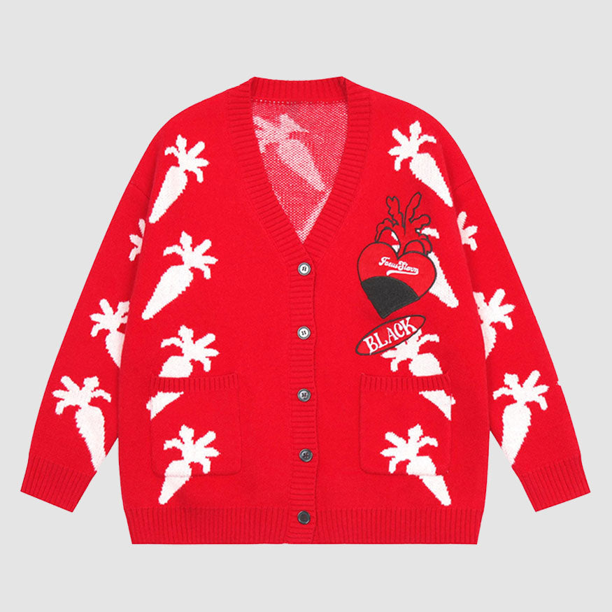 Cute Carrot Pattern Cardigan Sweater