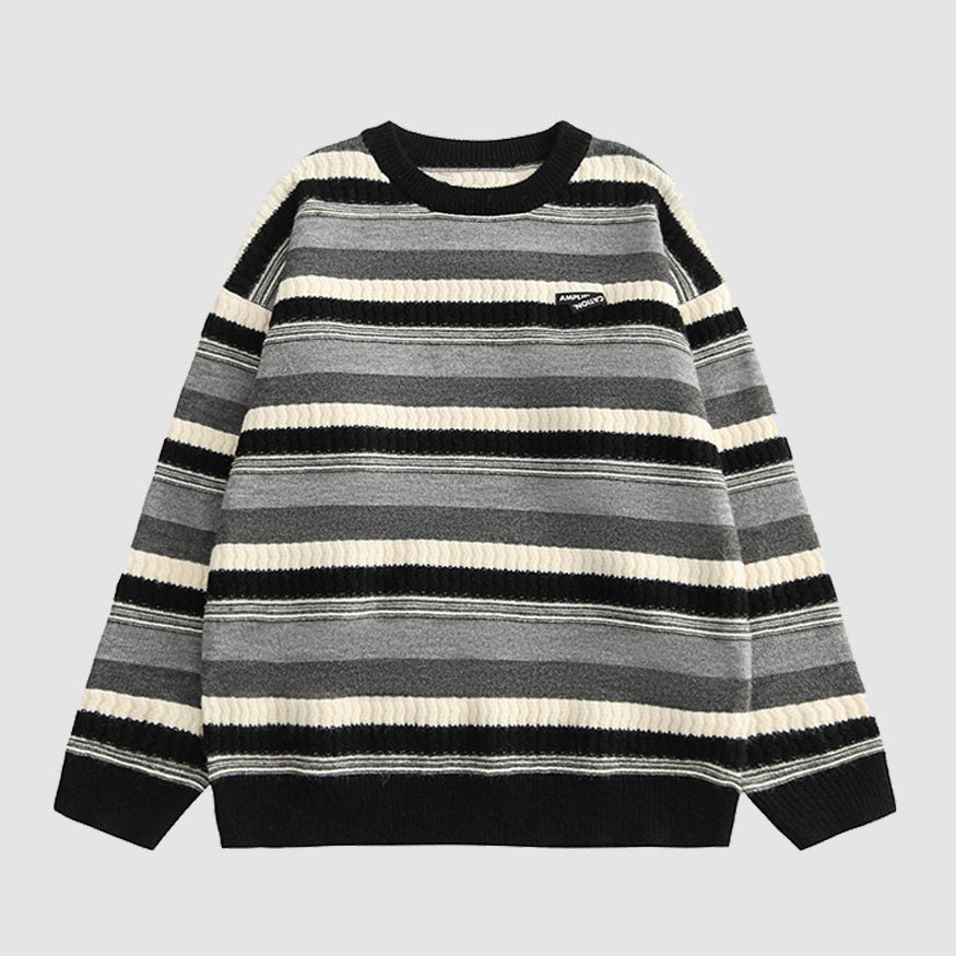Contrast Color Striped Vintage Sweater