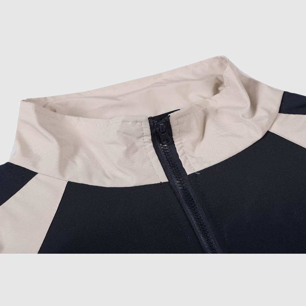 Retro Colorblock Stand Collar Windbreaker