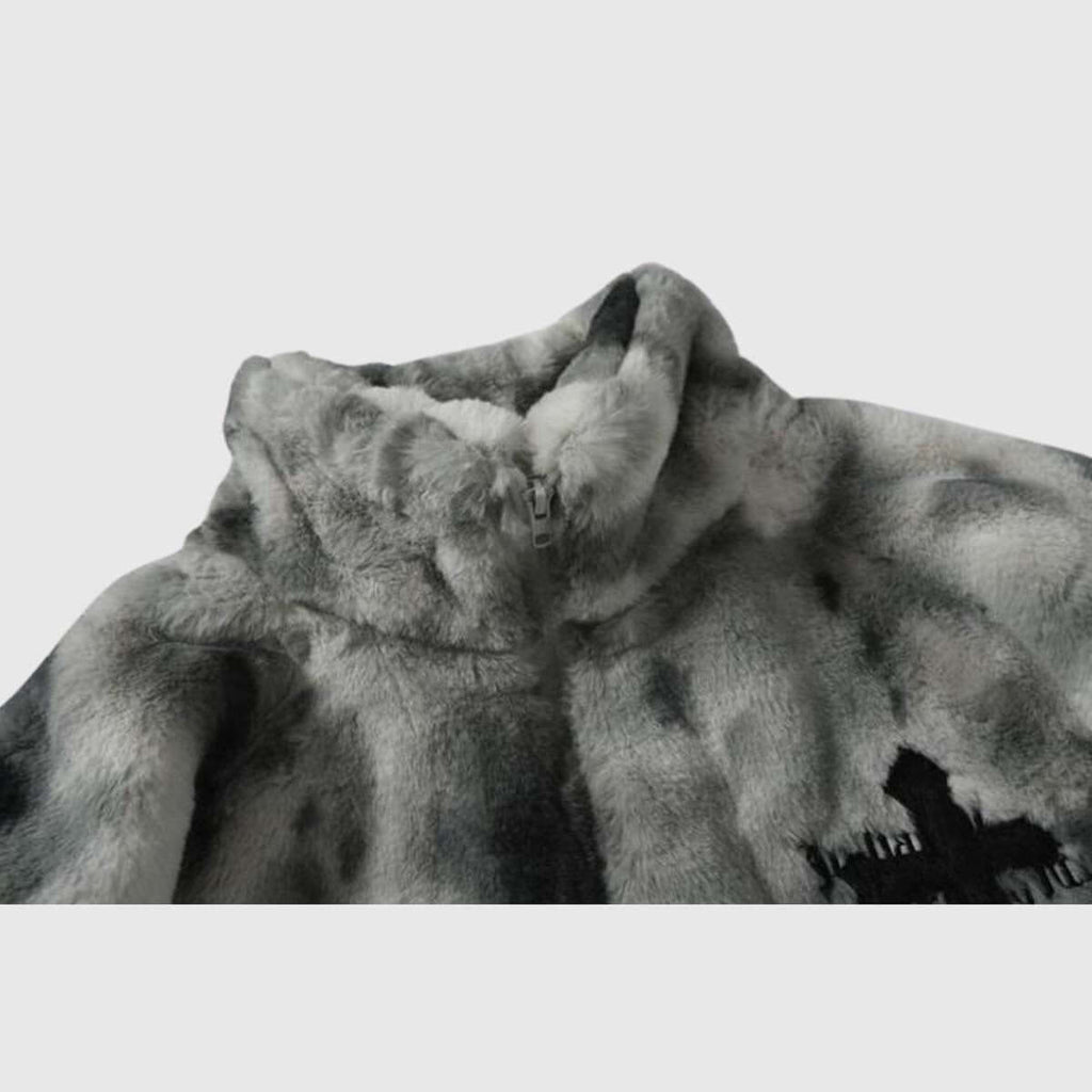 Fuzzy Tie-Dye Sherpa Padded Jacket