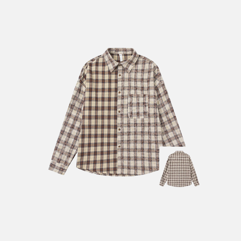 Stylish Plaid Cotton Blouse Shirt
