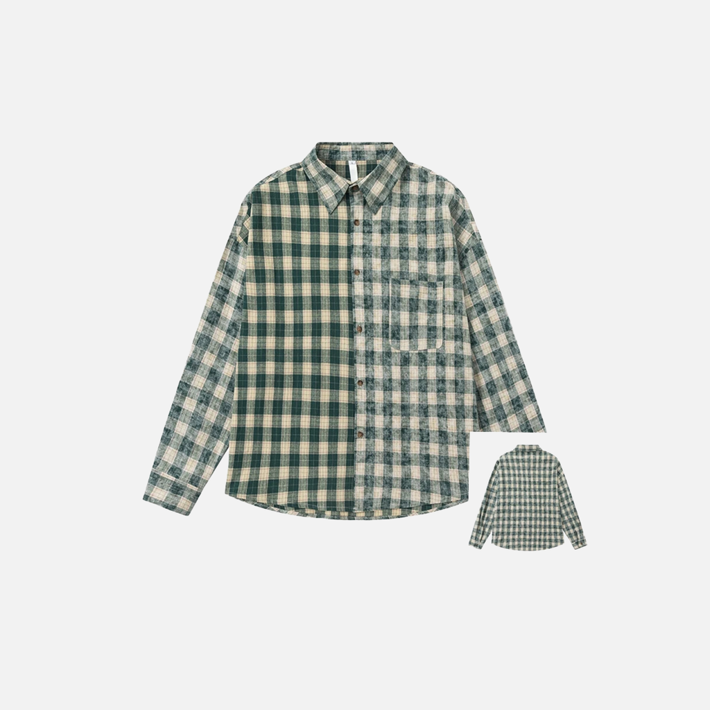 Stylish Plaid Cotton Blouse Shirt