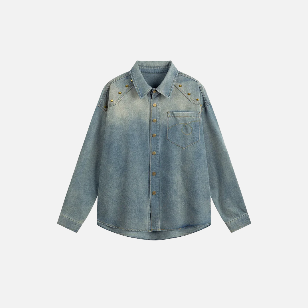 Elegant Blue Denim Blouses Women Shirt