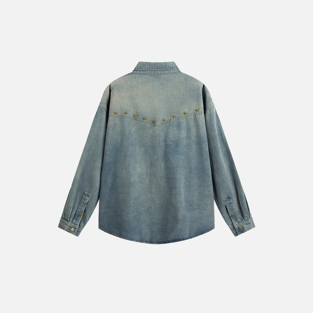 Elegant Blue Denim Blouses Women Shirt