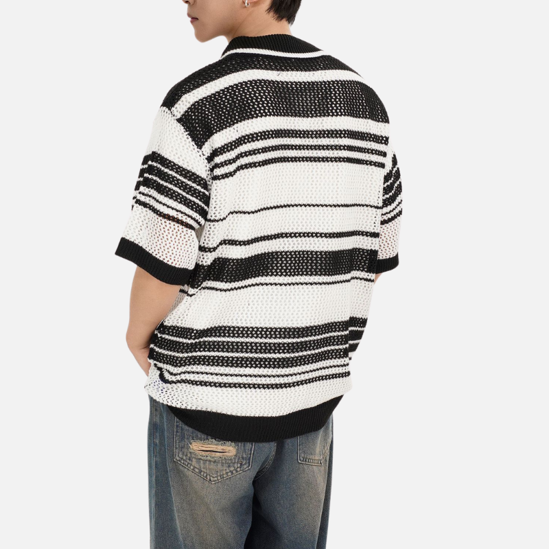 Retro Striped Knit Polo