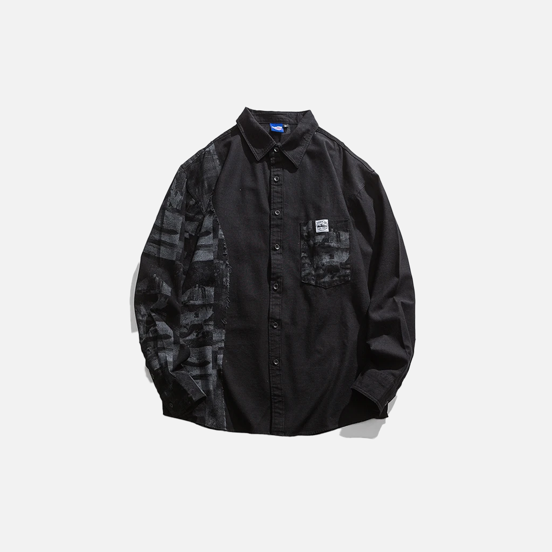 Vintage Patchwork Bandanna Print Long Shirt