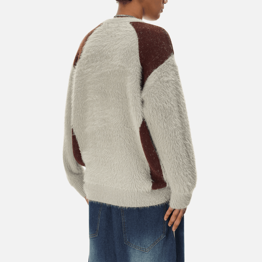 Faux Mink Fuzzy Colorblock Sweater