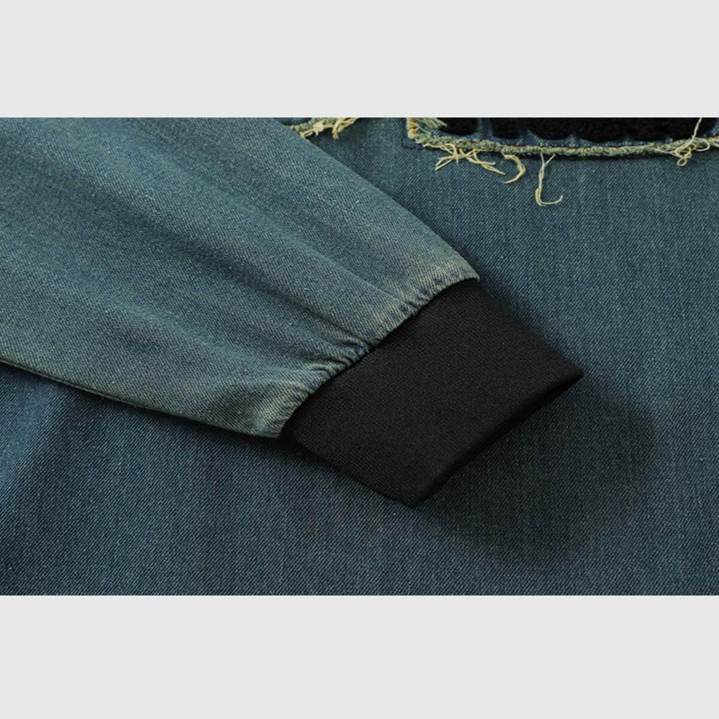Patchwork Denim Pullover