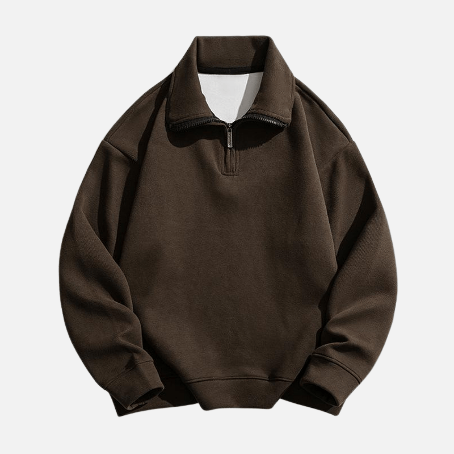 Solid Half-Zip Stand Collar Sweatshirt