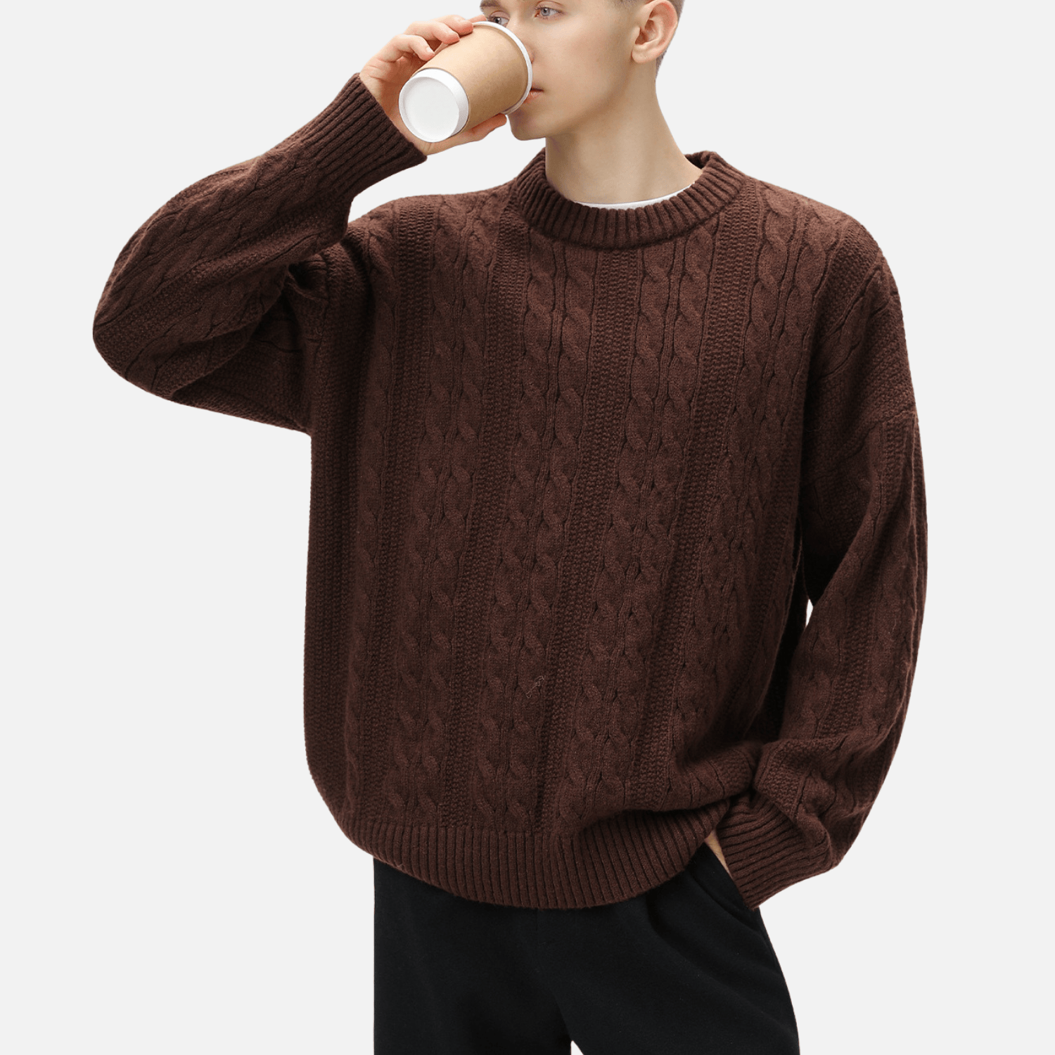 Cable Knit Crewneck Sweater