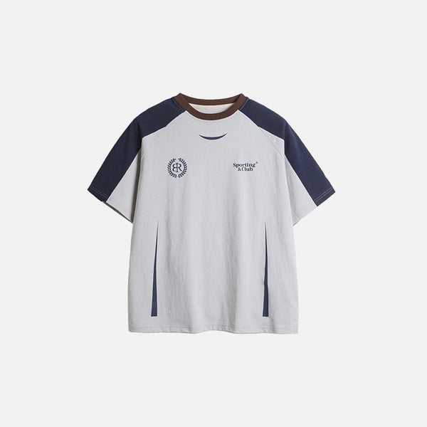 Front view of the gray Loose Sports Athletic T-shirt in a gray background