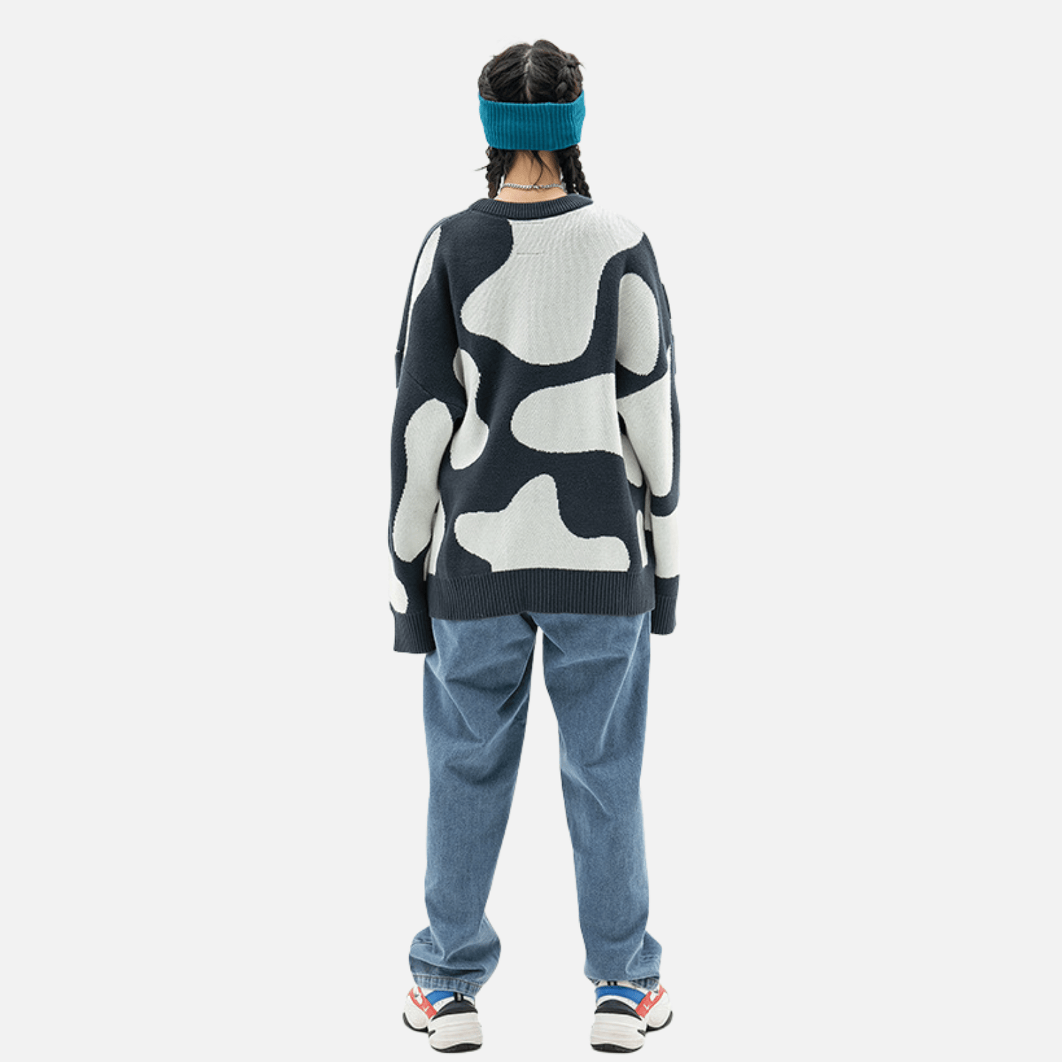 Cow Pattern Colorblock Sweater
