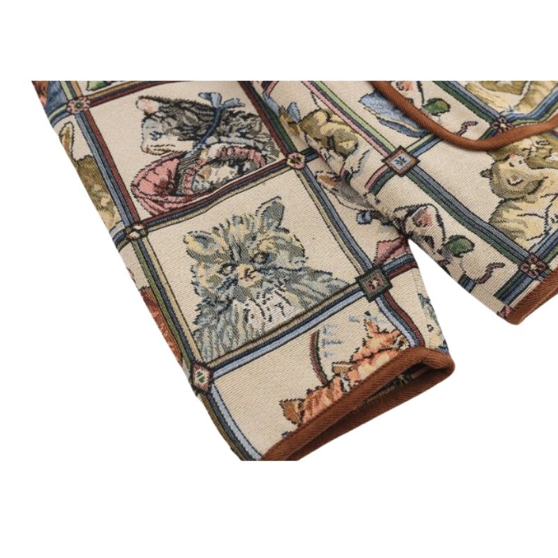 Vintage Cat Embroidered Bomber Jackets