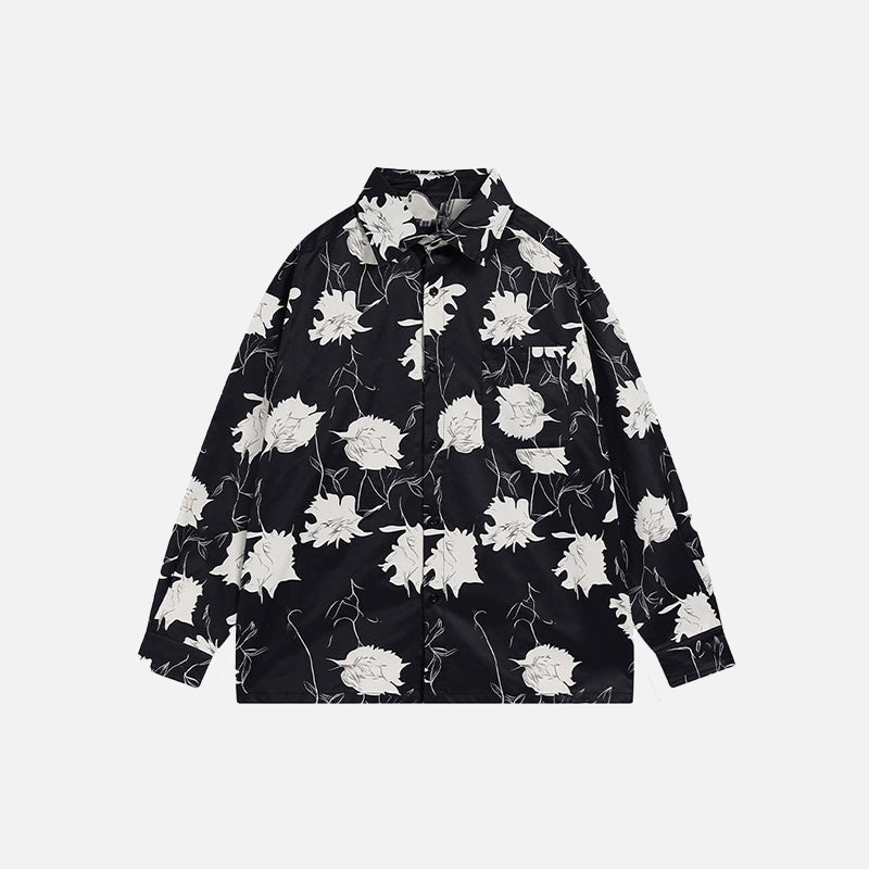 Flower Graphic Double Pockets Shirt