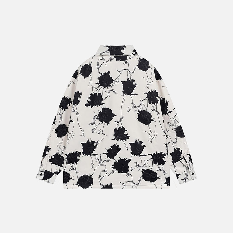 Flower Graphic Double Pockets Shirt