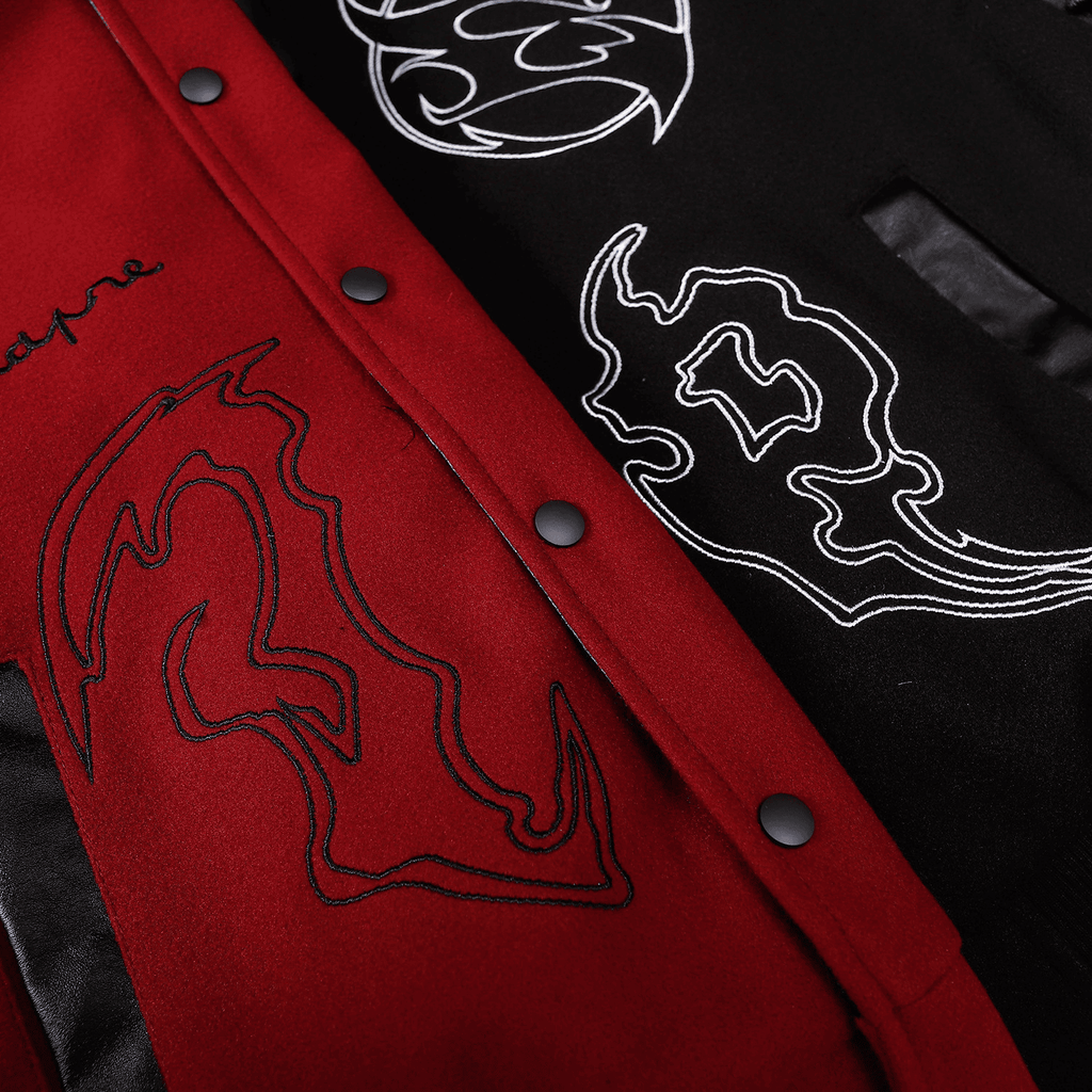 Symbol Embroidery PU Leather Stitching Baseball Jacket