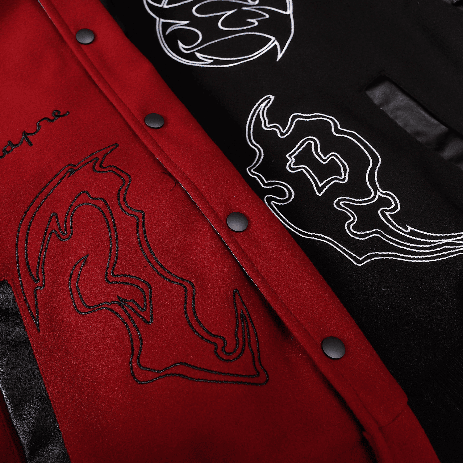 Symbol Embroidery PU Leather Stitching Baseball Jacket