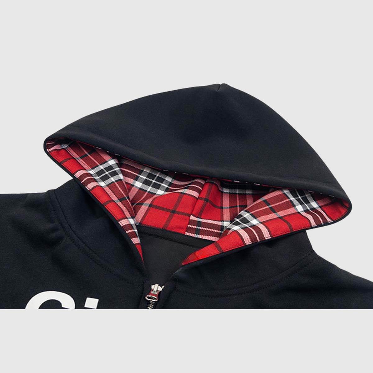 Two-Layer Plaid Hoodies