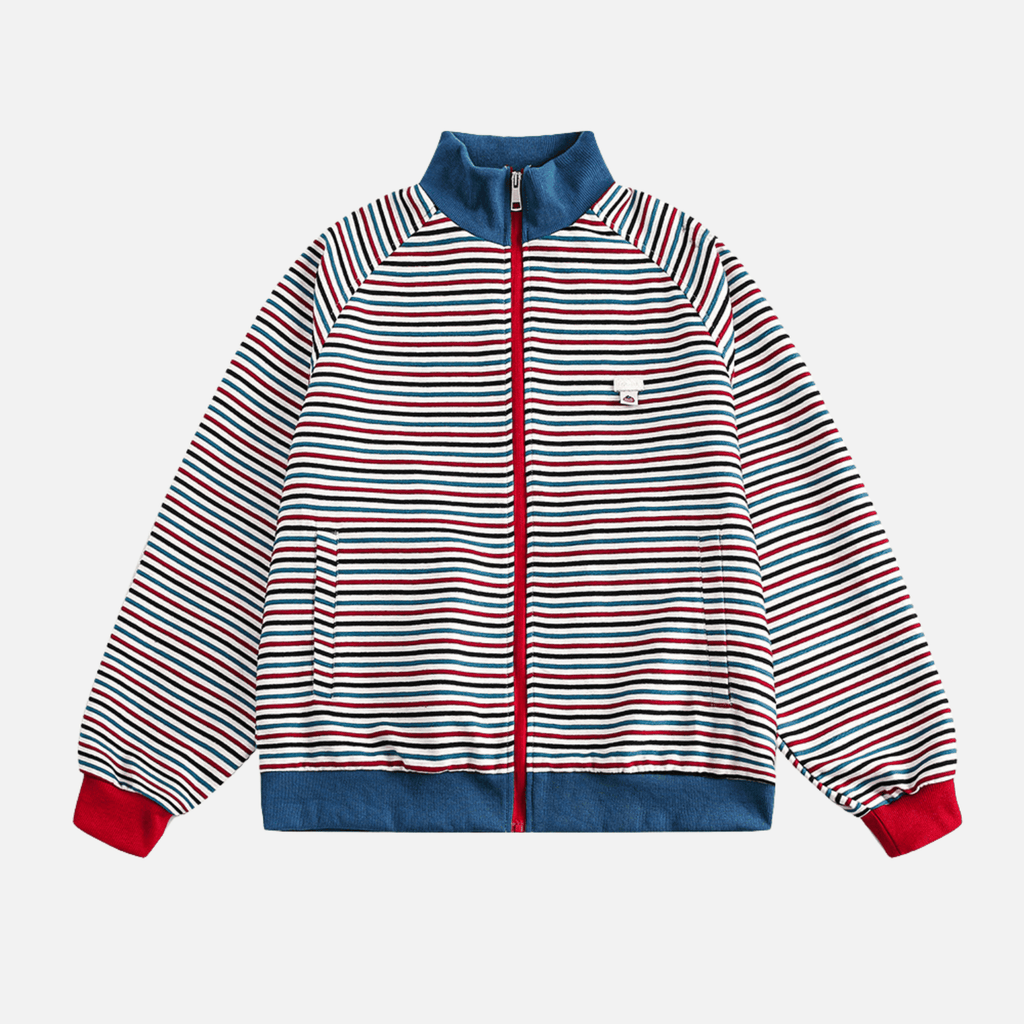 Colorblock Stripe Stand Collar Jacket