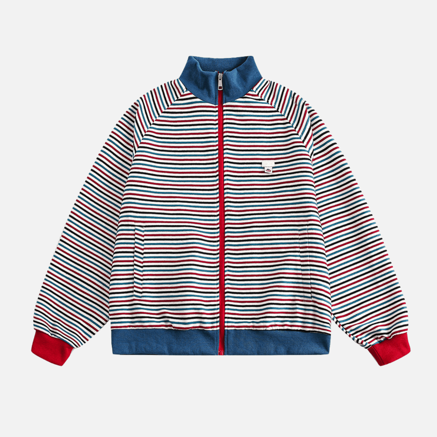 Colorblock Stripe Stand Collar Jacket