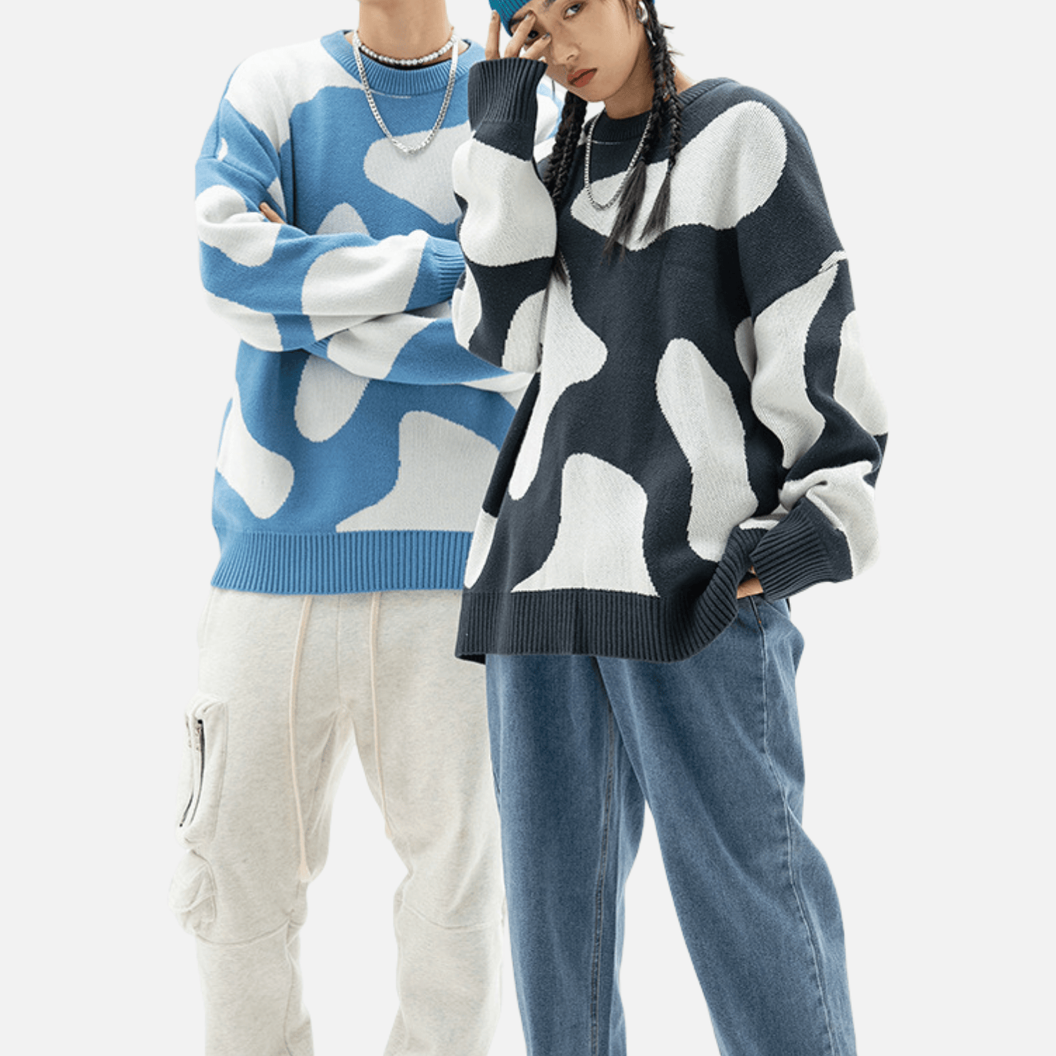 Cow Pattern Colorblock Sweater