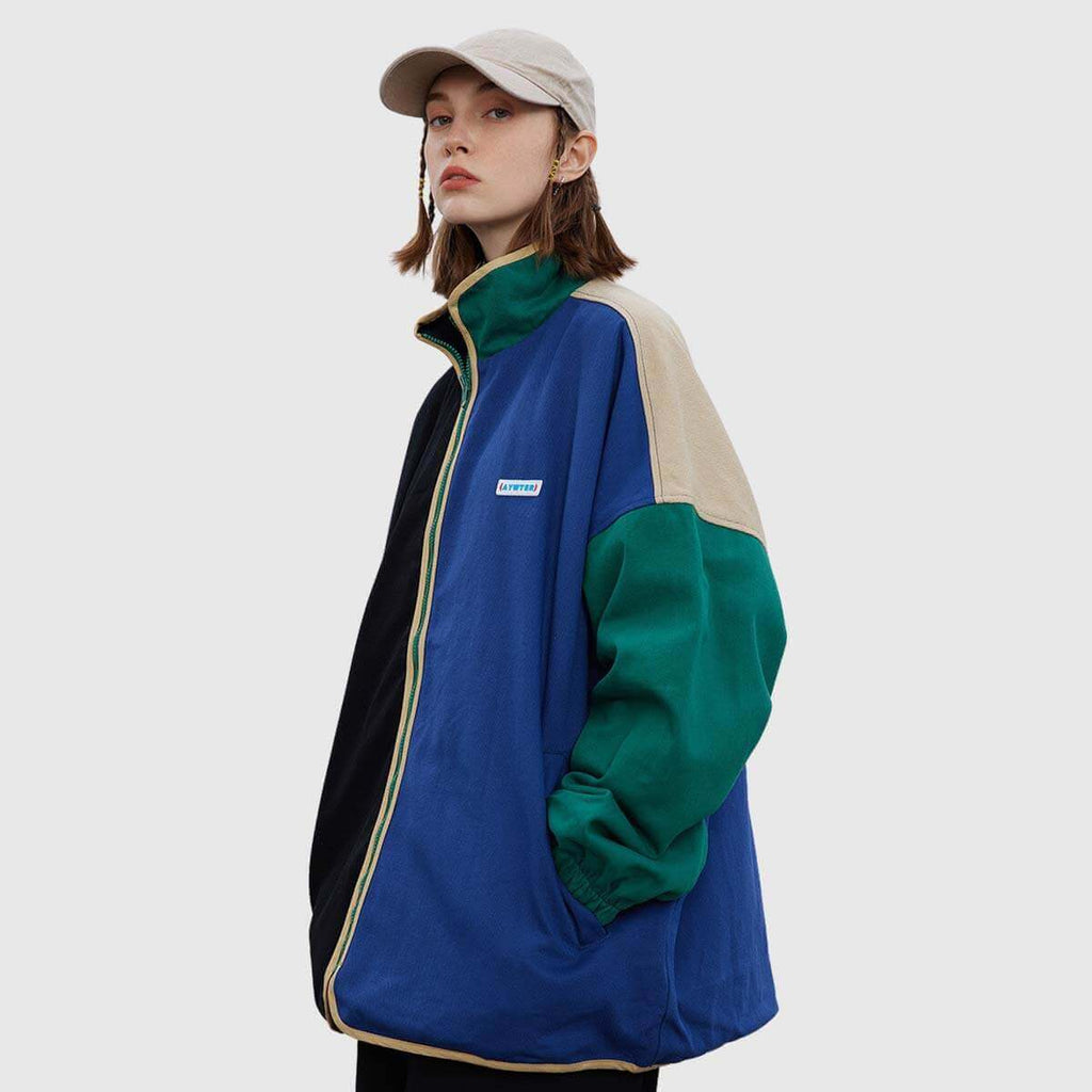 Reversible ColorBlock Stand‑Collar Jacket