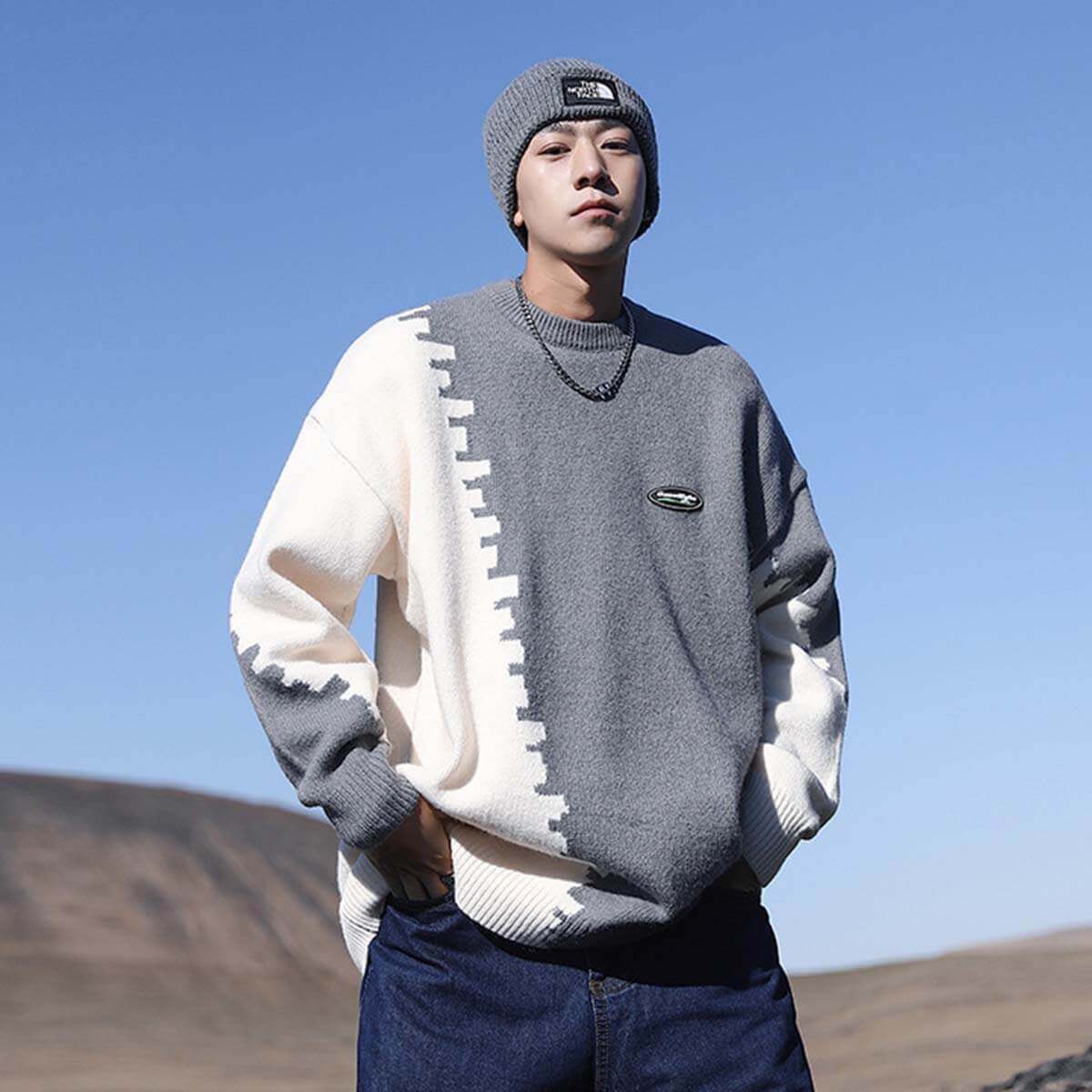 Vintage Color Block Sweater