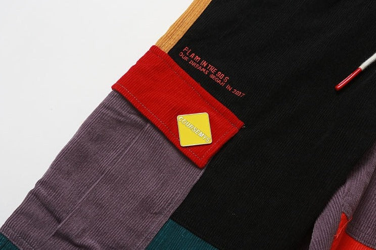 Corduroy Color Block Cargo Pants