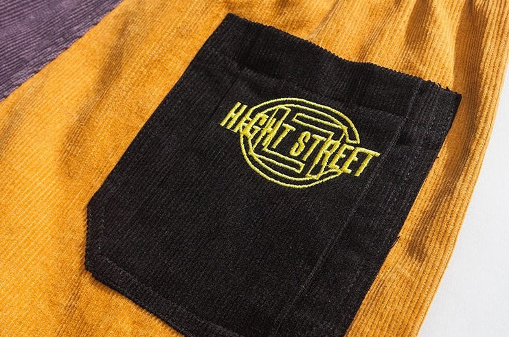 Corduroy Color Block Cargo Pants