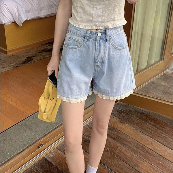 High-Rise Denim Shorts