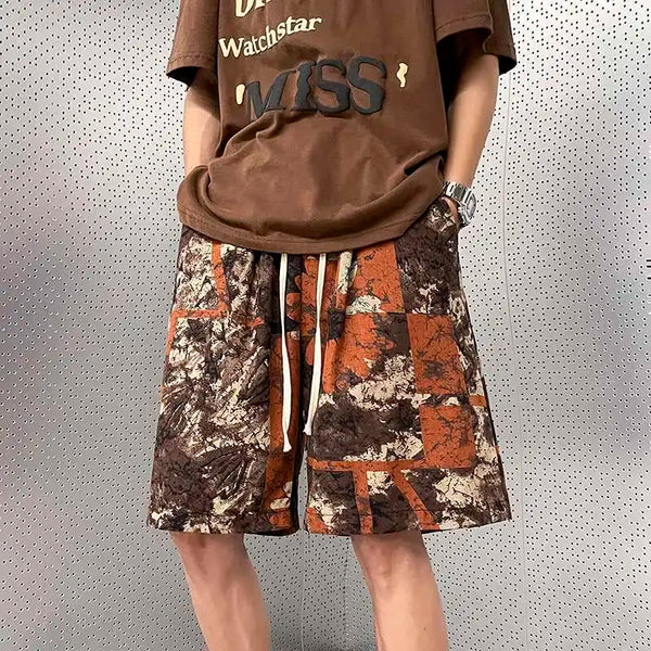 Retro Floral Print Mens Beach Short