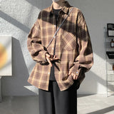 Retro Plaid Loose Casual Men Shirt