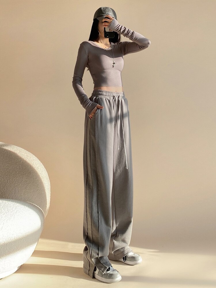 Versatile Wide-leg High Waist Sweatpants