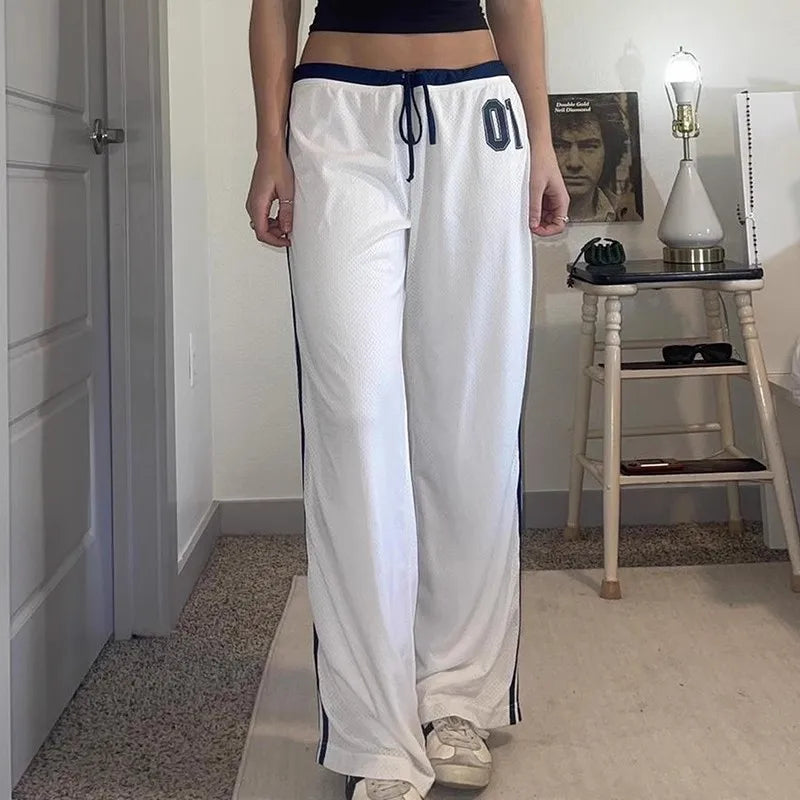 Y2K Wide-Leg Athletic Pants