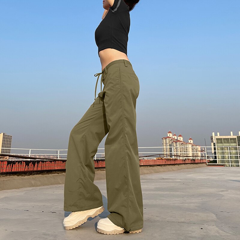 Low Waist Drawstring Cargo Pants